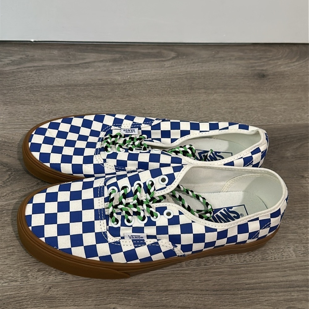 Authentic Vans 'Checkerboard Blue Gum Braided Laces' Blue - Picture 3 of 7